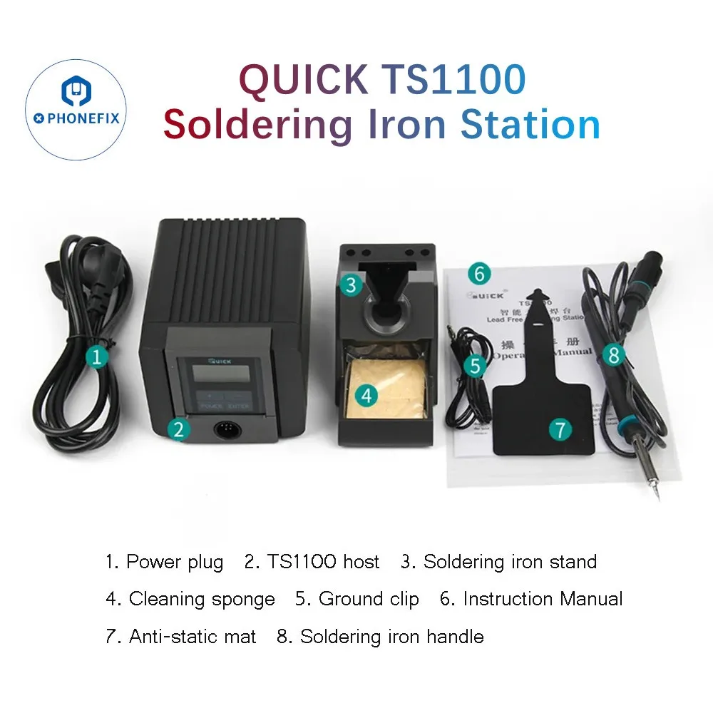 QUICK TS1100 LCD Digital Lead-free Soldering Iron Station 90W 220V Auto Sleep Quick Heating Precision BGA PCB Welding Station