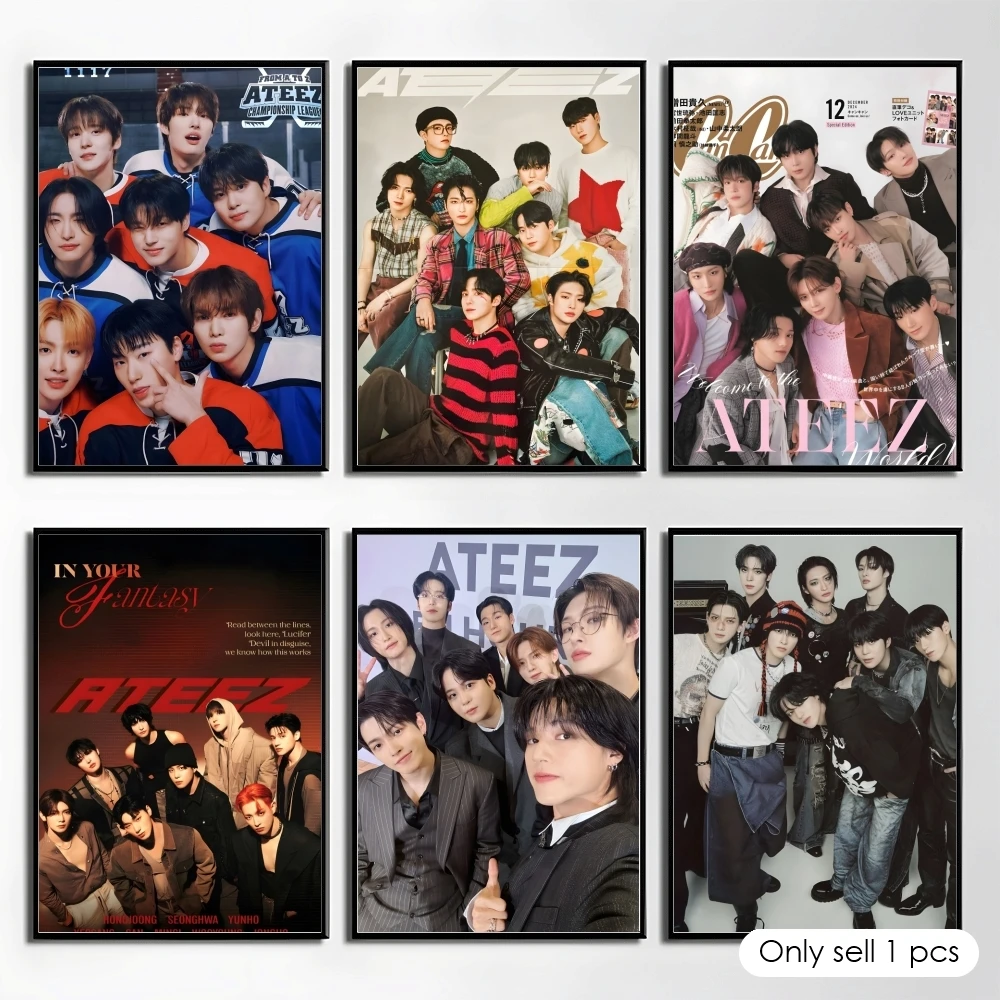 Korea Kpop Band A-ATEEZ Poster Elegant And Affordable Wall Art Stickers For Dormitory Living Room And Bedroom Spaces