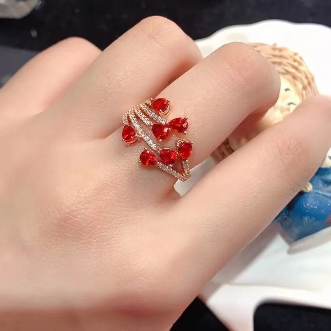 KJJEAXCMY S925 Sterling Silver Women's Ring | Exquisitely Inlaid Natural Red Sapphire | 3*4MM Main Stone, Gem Testing Supported