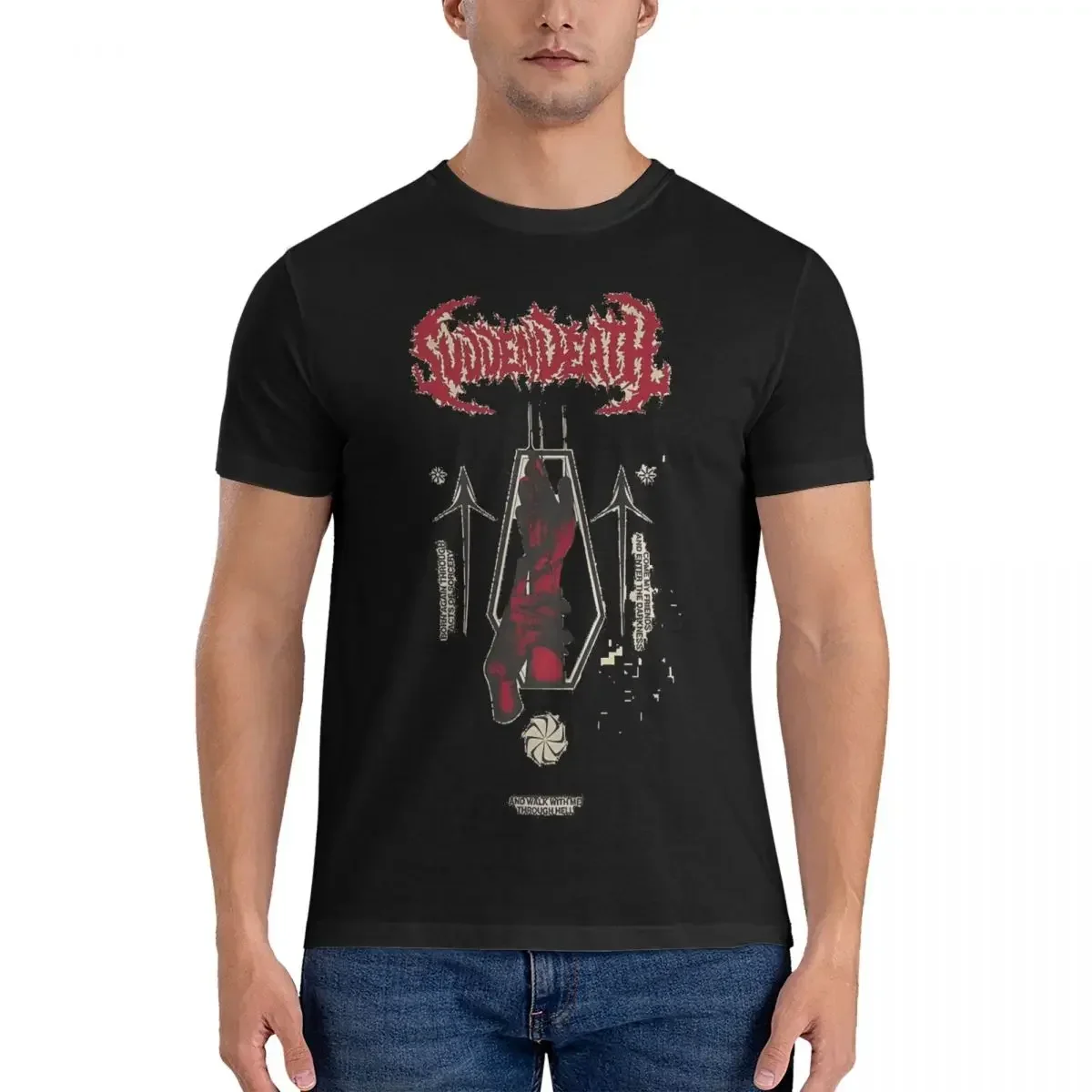 Coffin Men's T Shirt Svdden Death Creative Tee Shirt Short Sleeve Crewneck T-Shirt Cotton Unique Clothing