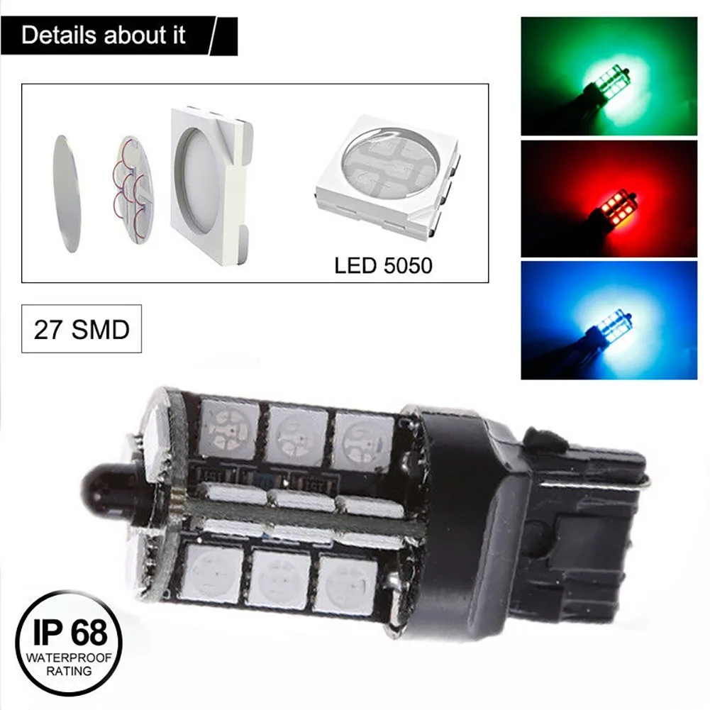 5050 27SMD PCS RGB LED Light Remote Multi-color Parts Replacement T20 2pcs Fog Light Bulbs High Power Accessories