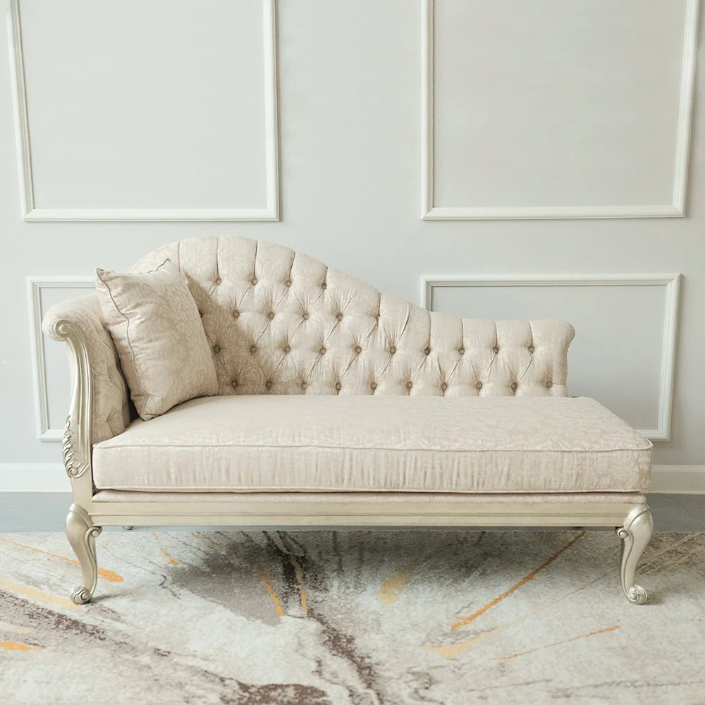 American retro solid wood concubine couch European neoclassical carved pull button concubine chair French beauty couch lazy recl