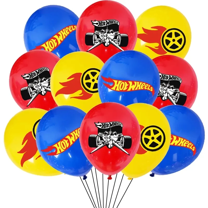 12Pcs Hot Wheels Balloon 12 inch Bigfoot Car Latex Balloon Baby Shower Birthday Decorations Boy Cartoon Off-road vehicle