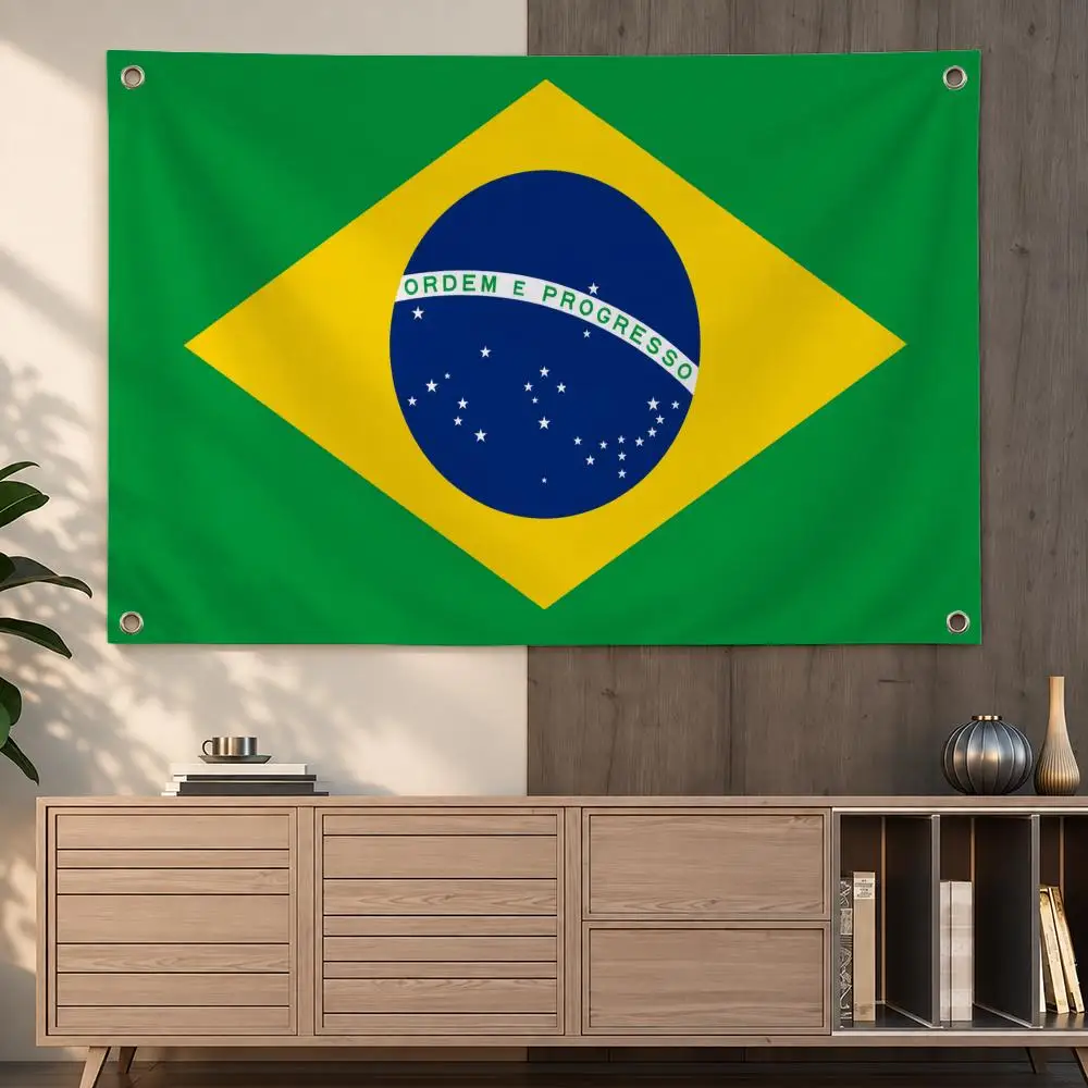 Colorful Brazilian National Flag Banner Brazil Banner Flags Indoor Outdoor Wall Hanging Flag Decor Banner Wall Decor