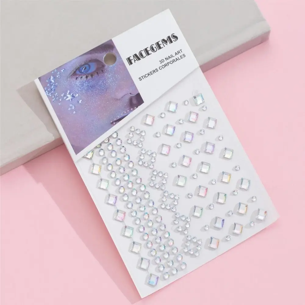 DIY Adhesive Makeup Diamond Sticker Diamond Mask Temporary Rhinestone Tattoo 3D Crystal Pearl Crystal Gems Tattoo Party