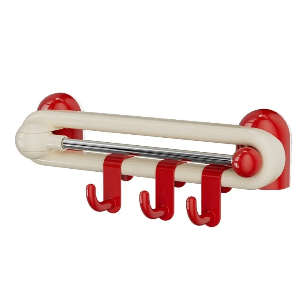 Wall Rotating Sliding Hooks Non Perforated Plastic Wall Towel Hooks Paste-on Space Saving Kitchen Storage Hooks Kitchen