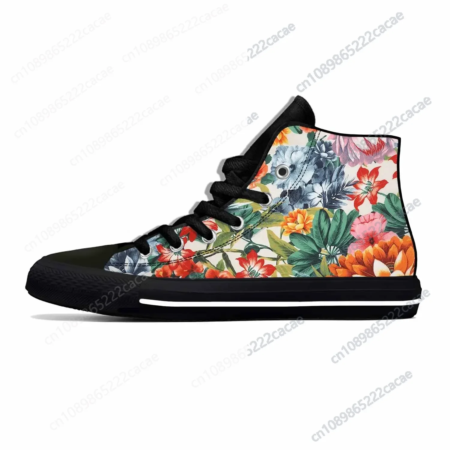 

Tropical Floral Flower Leaves Pattern Aesthetic Casual Cloth Shoes High Top Comfortable Breathable 3D Print Men Women Sneakers