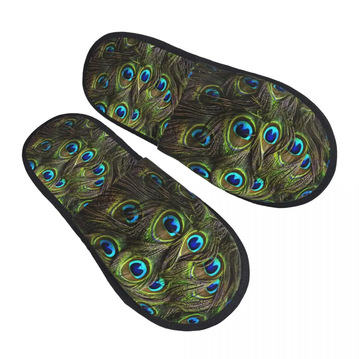 Custom Peacock Cute And Beautiful Memory Foam Slippers Women Comfy Warm Feather Animal House Slippers
