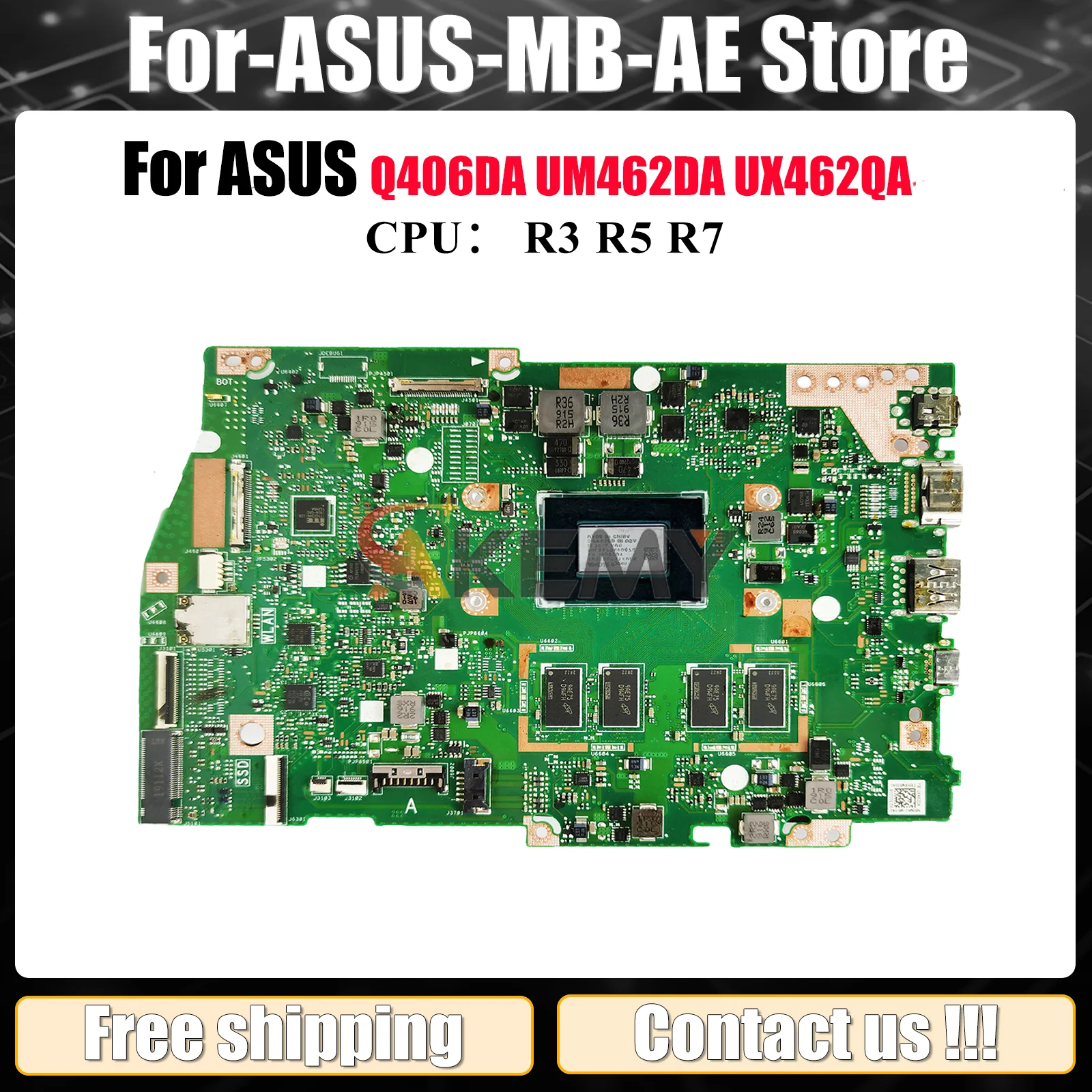 

UX462DA Laptop Motherboard For ASUS ZenBook UX462QA UX462DA Q406DA UX462D UM462DA Mainboard With R3 R5 R7 CPU 100% tests OK stk