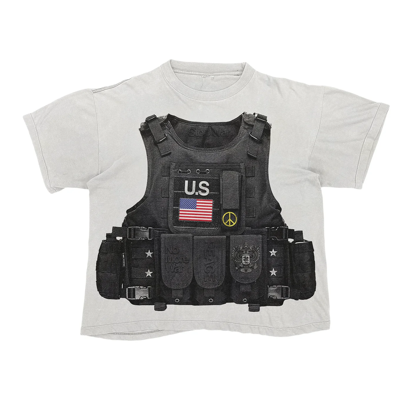 American Style Bulletproof Vest Graphic T Shirts Casual Short Sleeve Oversize T shirt Cotton Streetwear Y2k Tops Men Clothing