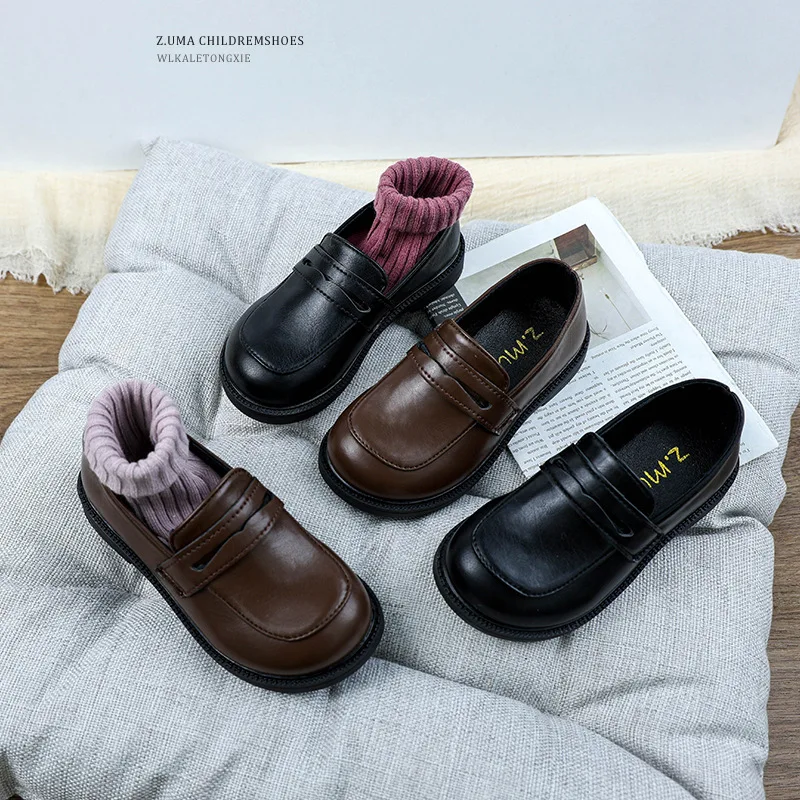 

2025 осенняя новая детская кожаная обувь в британском стиле, простая повседневная обувь в стиле ретро для девочек, модные универсальные детские лоферы, Zapatos De Mujer