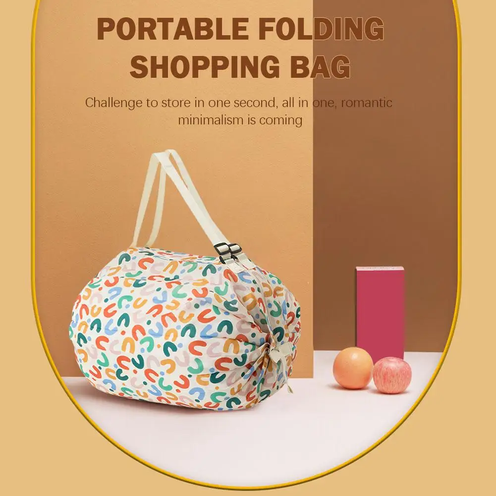 Big Folding Shopping Bag Foldable Reusable Grocery Bag Portable One Shoulder Handbag For Travel Groceries Supermarket Tote Bag