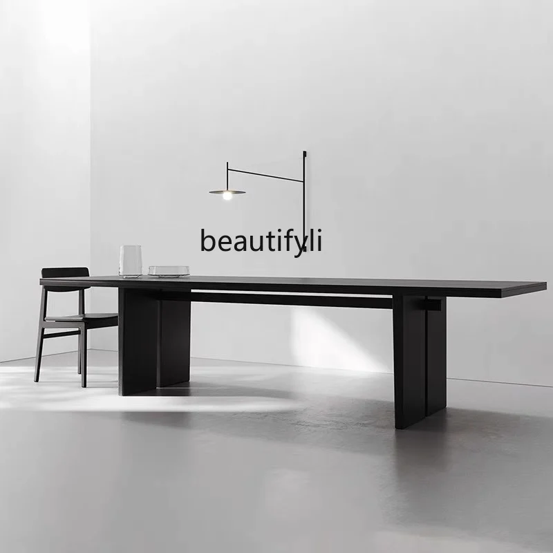 Light Luxury Minimalist Solid Wood Conference Office Long Table Creative Workbench Industrial Style Conference Table