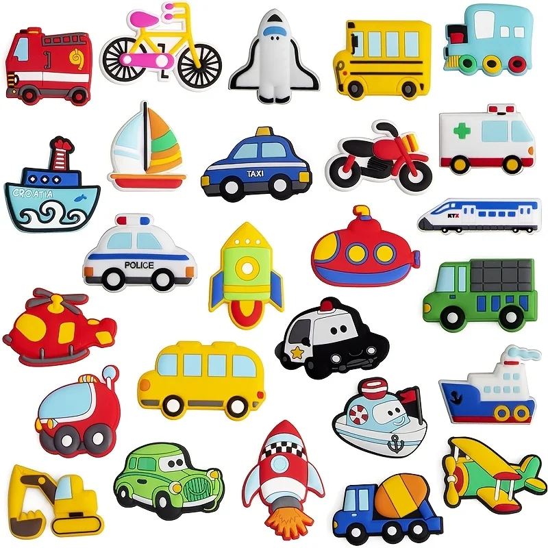 26 Piece Set of Magnetic Stickers for Transportation Vehicles | Large Size Full Back Magnet Design, Refrigerator, Blackboard