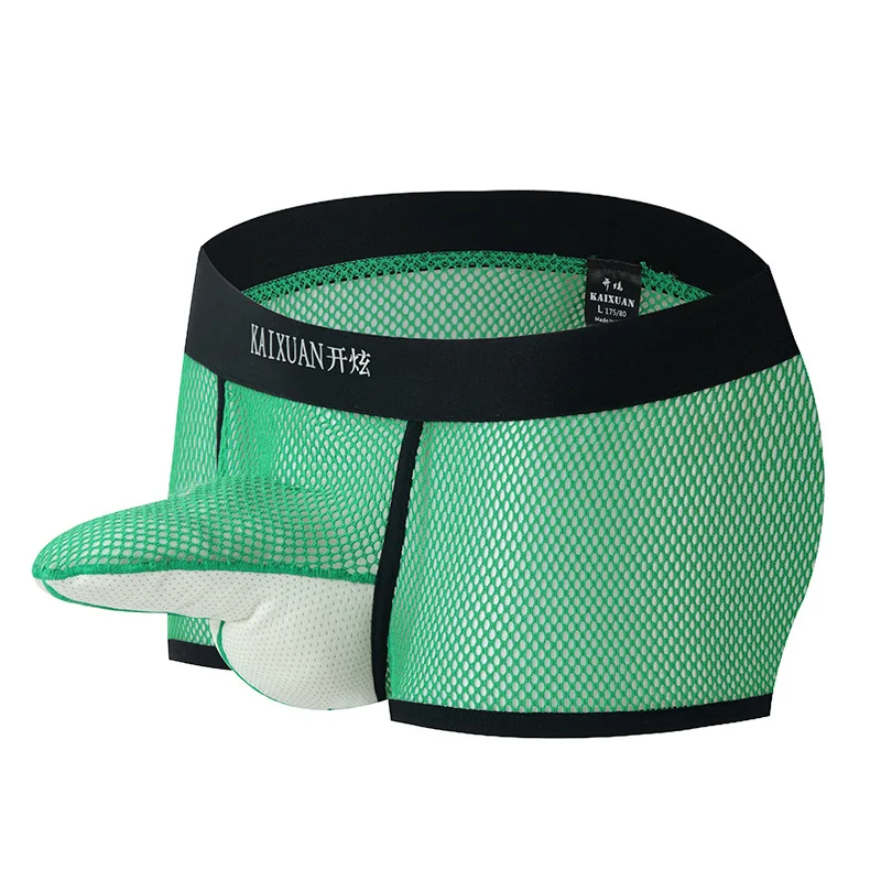 

Sexy hollow mesh low waist elastic comfortable breathable bag bullet separation men's boxer panties cw49815