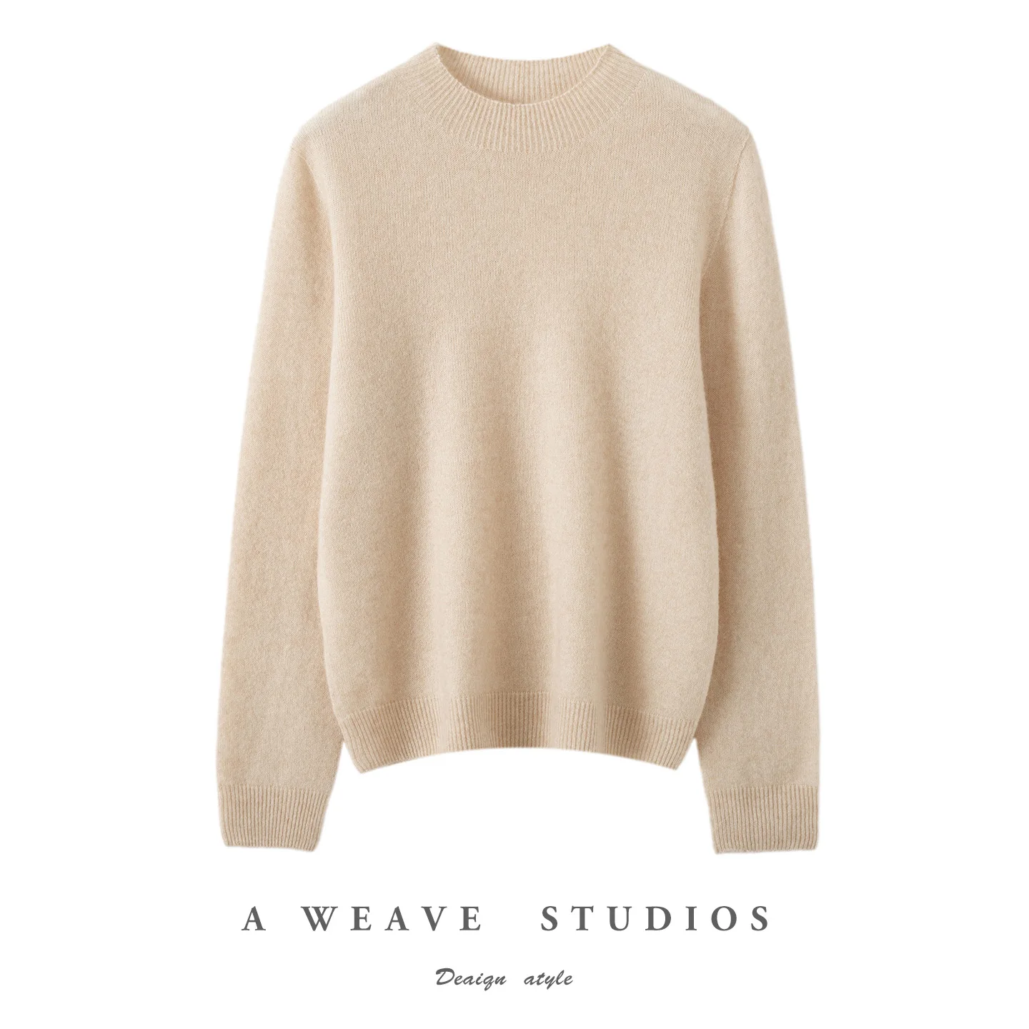 Ladies' 100% Pure Cashmere Sweater Semi-High Neck Knitted Pullover Solid Color Basic Fashion Women's Fall/Winter 2026