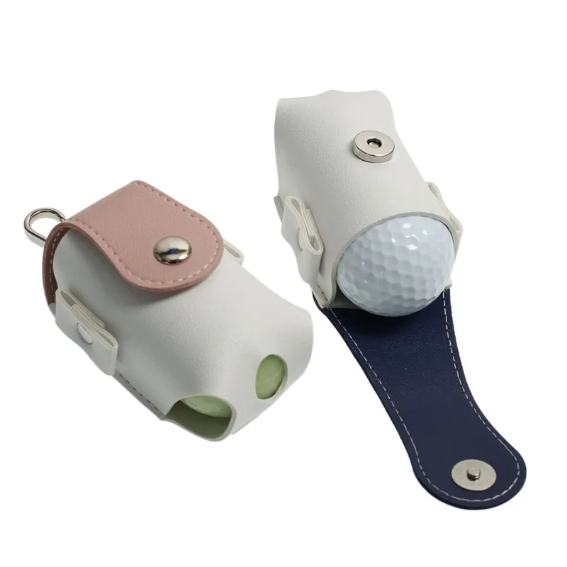 Golf Ball Mini Bag PU Leather with Golf Tees Golf Ball Pouch Hang on Waist Bag Golf Belt Gift for Husband Golf Sport Accessories