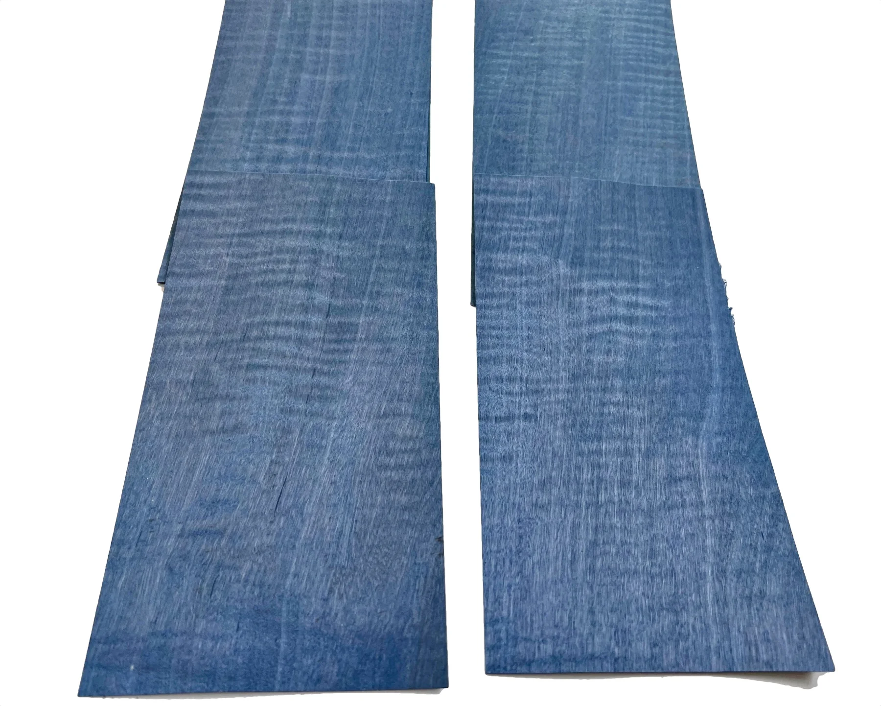 10pcs/lot Length:200x100mm Thickness:0.4-0.5mm Blue Maple Shadow Dyed Veneer Pure Solid Marquet Wood Veneer Sheet Chips