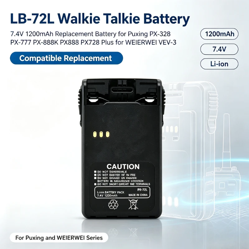 LB-72L 7.4V 1200mAh Walkie Talkie Battery For Puxing PX-328 PX-777 PX-888K PX888 PX728 Plus For WEIERWEI VEV-3 High Quality