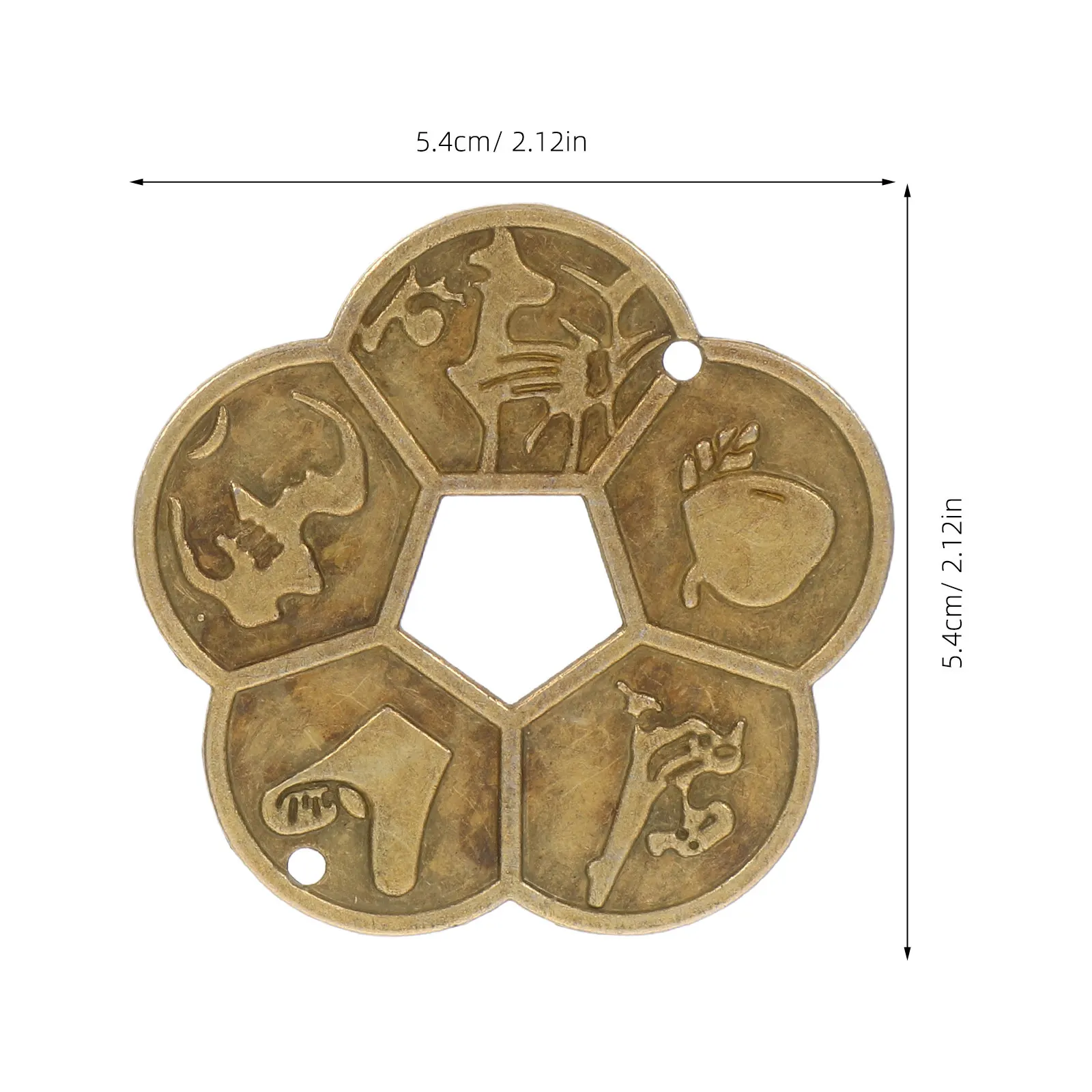 4Pcs Feng Shui Luck Coins Brass Decorative Ancient Chinese Style Fortune Divination Craft Supply Prosperity Charm