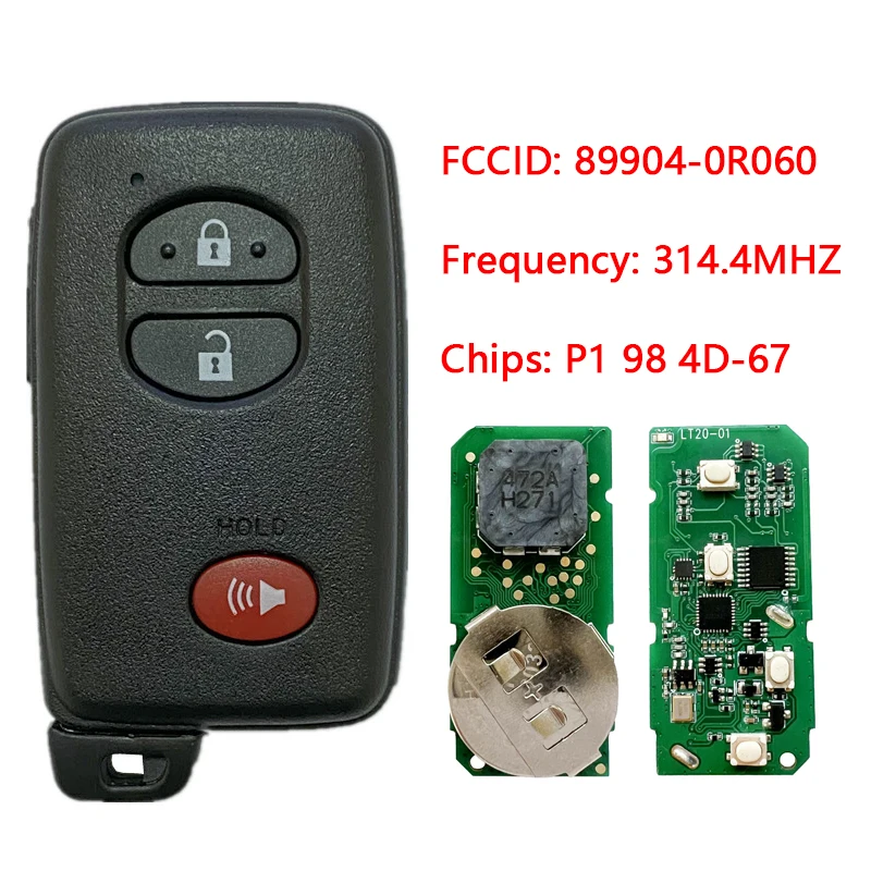 

CN007208 HYQ14AEM Aftermarket For Toyota Rav4 2010+ Smart Key 3 Buttons HYQ14AAB-6601 P1 98 4D-67 315MHz 89904-0R060