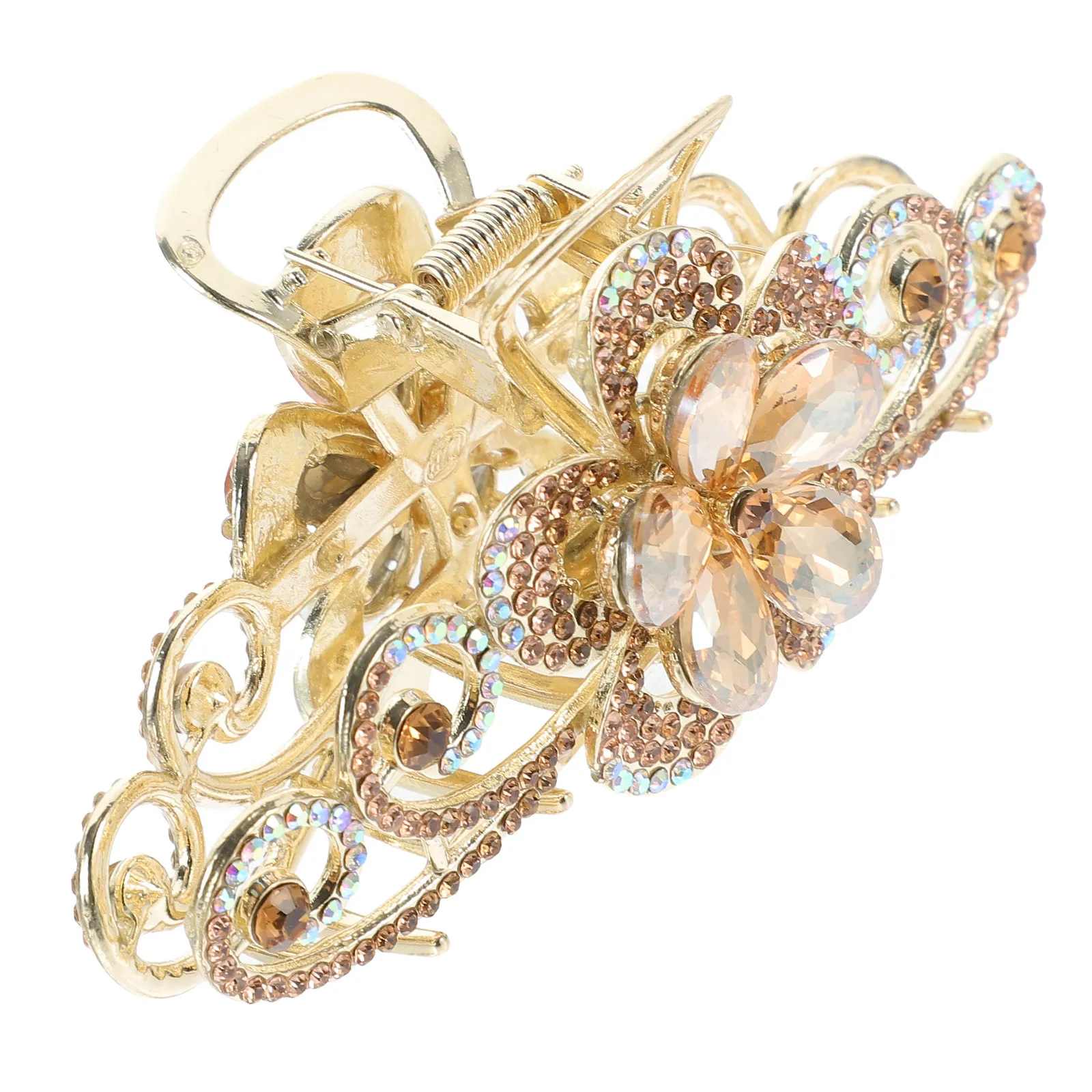 

Прочная большая заколка-краб для волос с двусторонним дизайном из страз в виде цветка, надежно фиксирующая волосы, аксессуар для женщин и девушек на каждый день