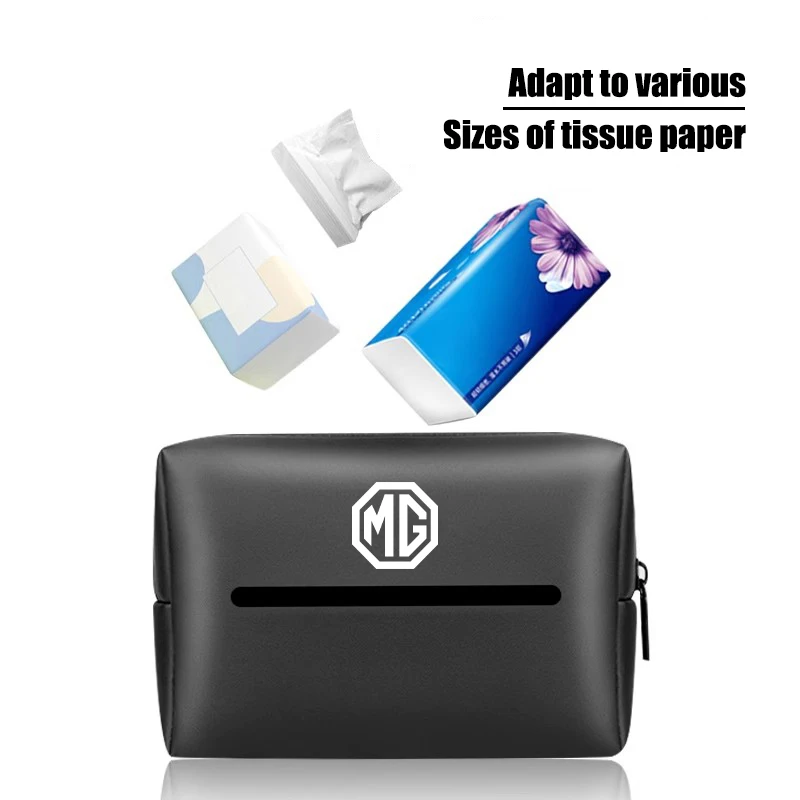 صندوق مناديل داخلي للسيارة من الجلد حقيبة ورق تواليت معلقة لـ MG HS MG4 EV Cyber X MARVEL R ZS ES5 ONE Cyberster MG3 MG5 MG7 MG6 #2