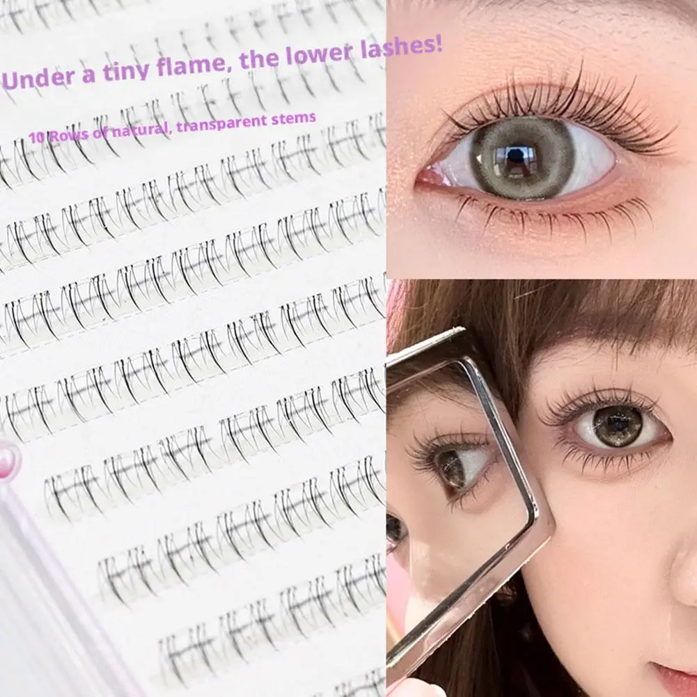 Klebefreie untere Wimpern, winzige, flammenförmige, natürliche, segmentierte Wimpernbüschel, künstliche Wimpern, transparentes Band, wispy, für Anfänger geeignet