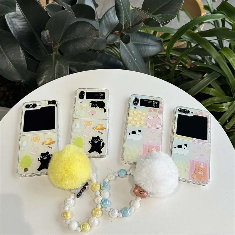 Cartoon Snack Animals Phone Case for Samsung Galaxy ZFlip3 ZFlip4 ZFlip5 ZFlip6 Hard PC Back Cover for Z Flip 6 Case Shell