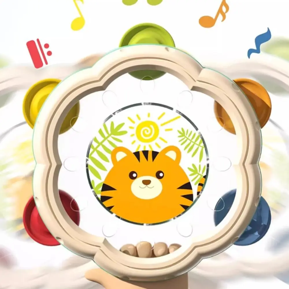 

Educational Children Hand Tambourine Cartoon Deer Grasp Traning Children Hand Bell Tiger ABS Kids Hand Drum