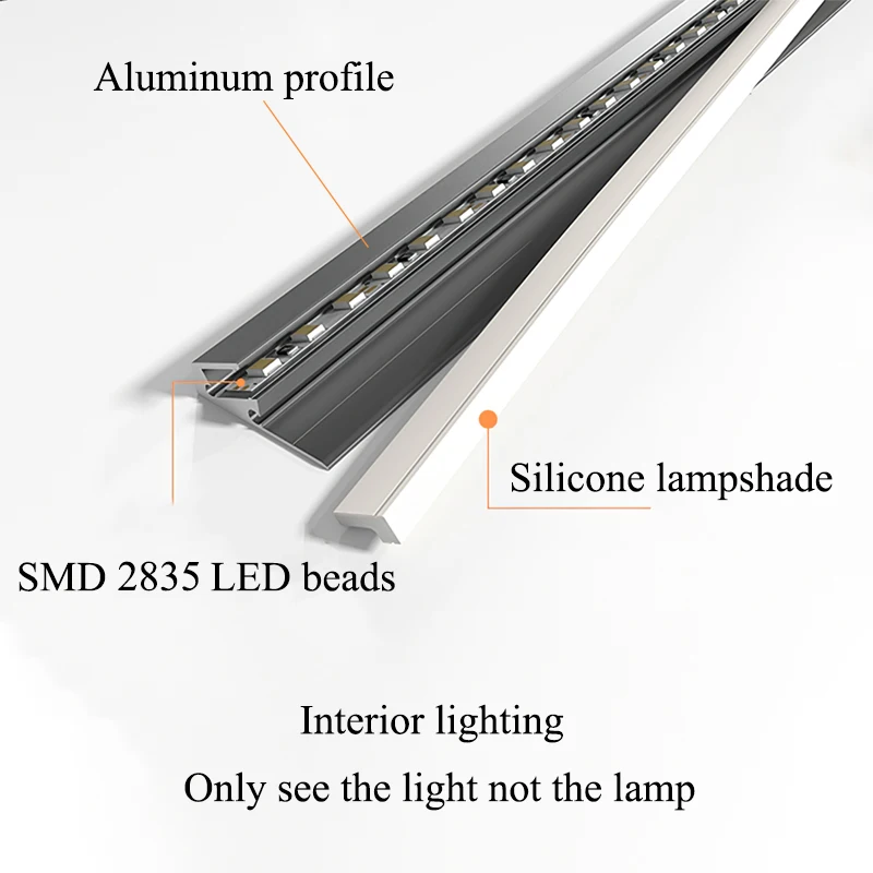 LED Strip 45 Degree Angle Inward Oblique Beam DC12V Surface Mounted Cabinet Layer Cupboard Bookcase Hidden Shelf Board Light