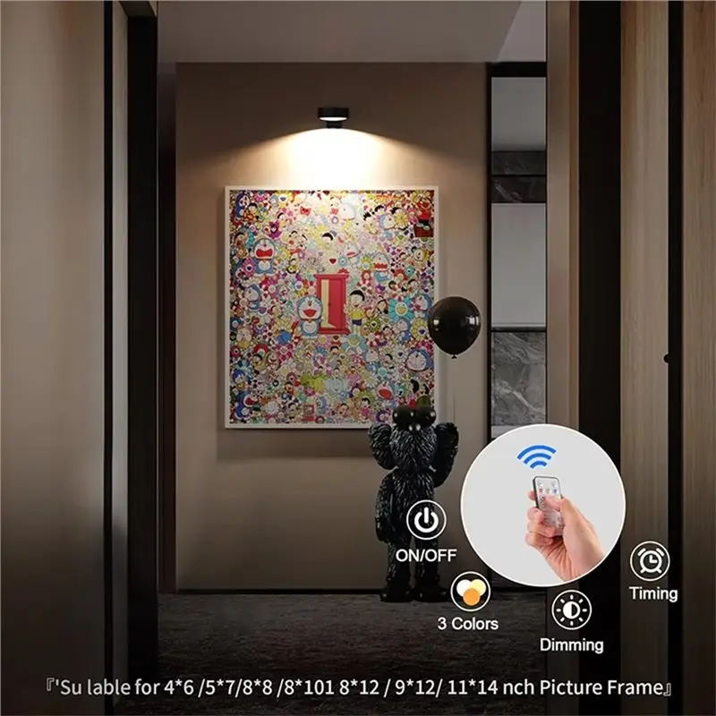 【EFFICIENT 】Battery-Powered LED Wall Light-Suitable For Various Home Lighting Needs-Art Deco Design With Remote Control Style
