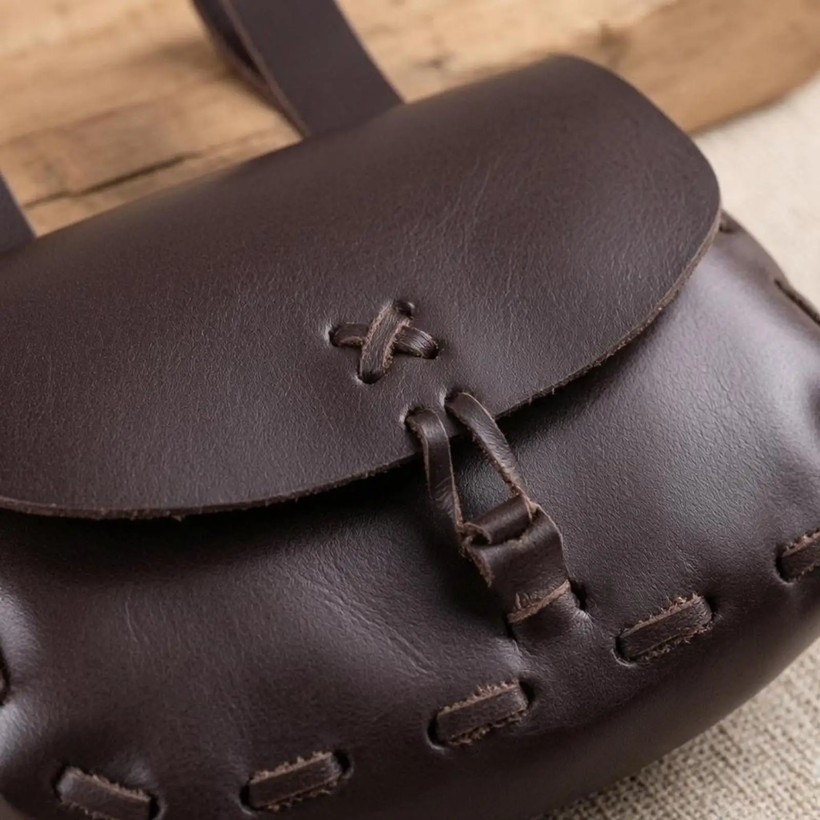 Vintage PU Leather Waist Bag for Women Men with Belt Loops Retro Seafarer Style Pouch for Essentials