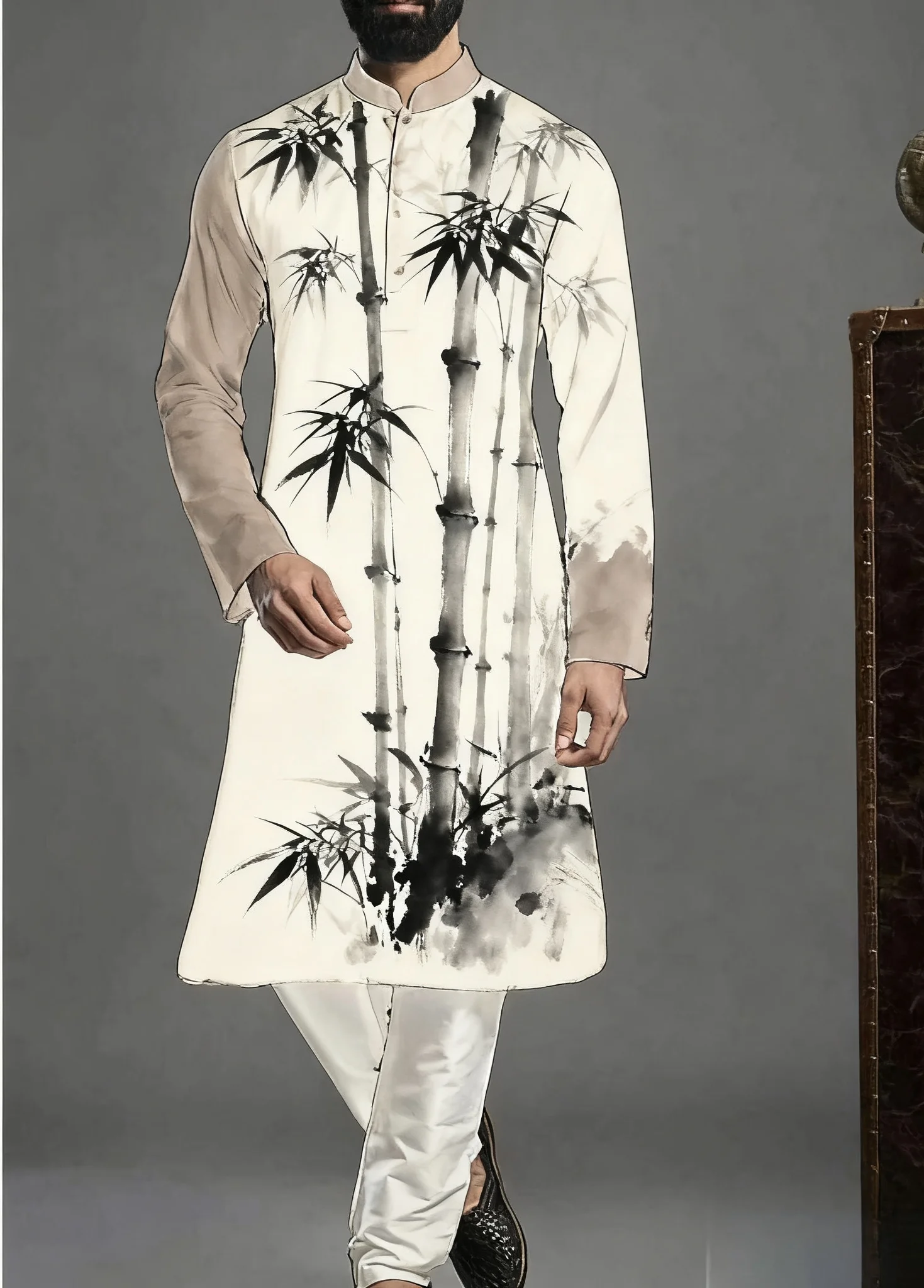 Kurt uomo stampato modello luminoso kurta dheha alla moda vestibilità casual abito regolare adatto a tutte le occasioni.