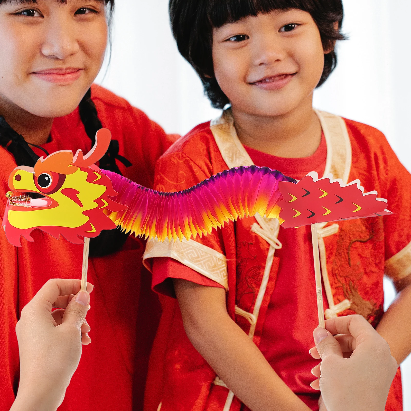 Kit d'artisanat en papier Dragon du nouvel an chinois, matériaux de bricolage pour enfants, fourniture d'éducation artisanale, accessoires de bricolage, 4 ensembles