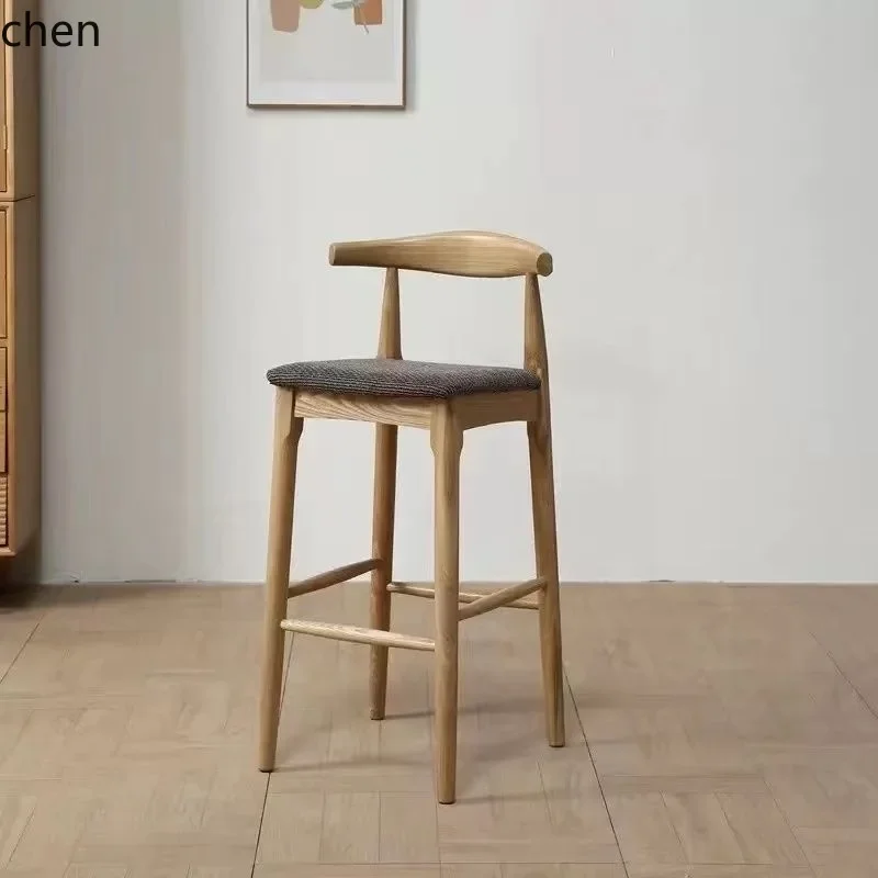 H1 Chaise de bar vintage en bois massif, design moderne et épuré, dossier haut, pour la maison ou comme chaise de réception pour salon de thé