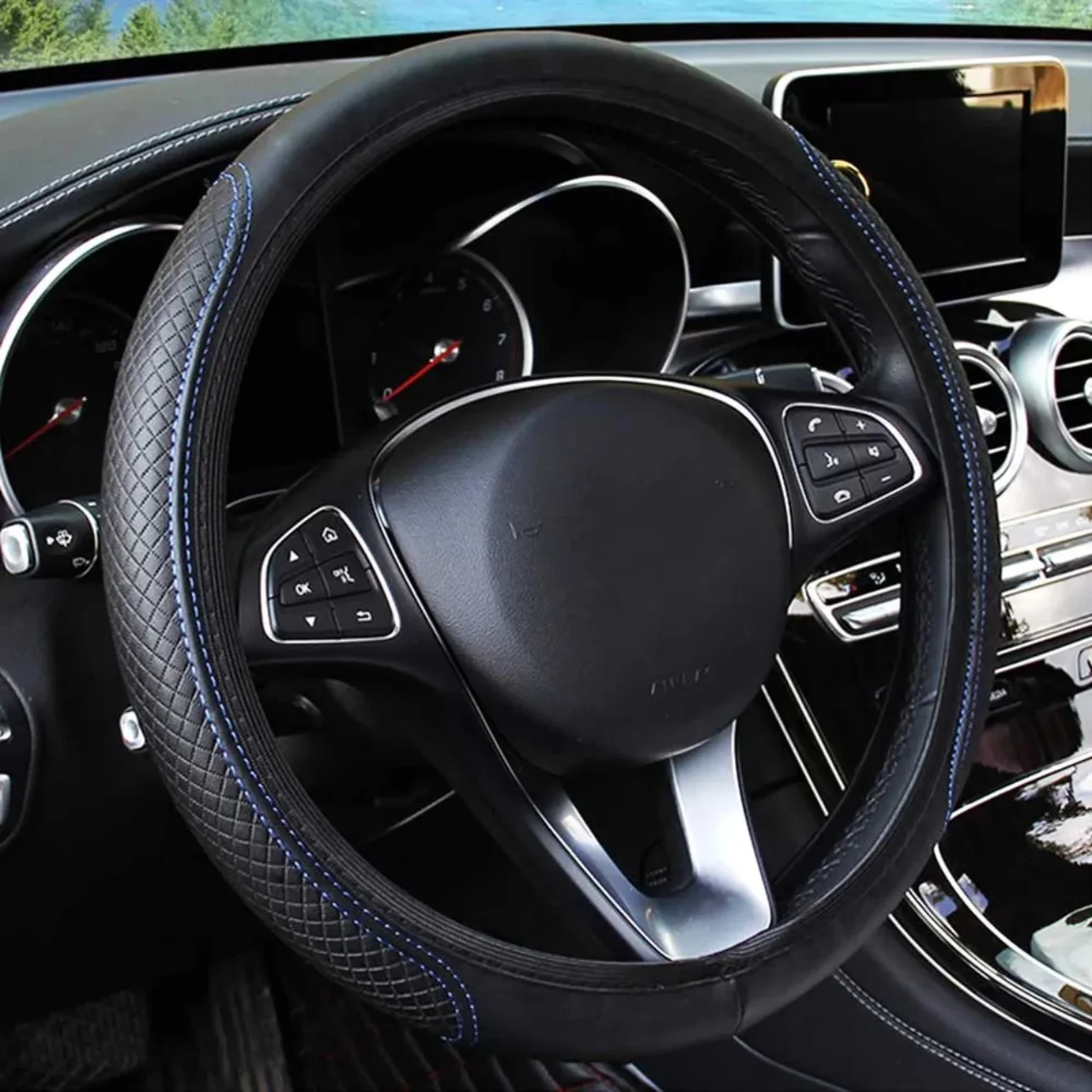 14.5-15inchCar Steering Wheel Cover Skidproof Auto Steering- Wheel Cover Anti-Slip Embossing Leather Car-styling Car Accessories