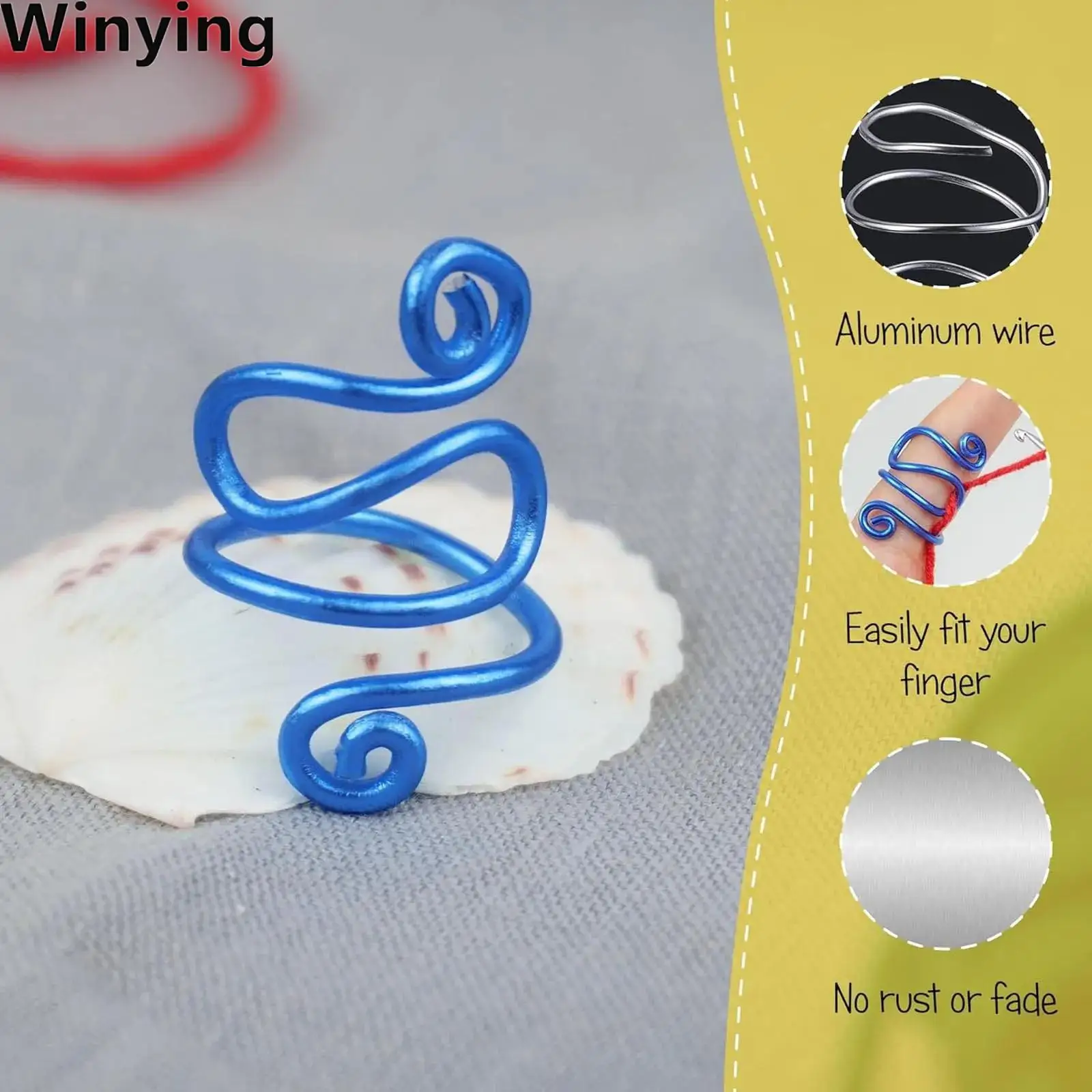 Adjustable Yarn Tension Ring for Crocheting Knitting Loop Open Finger Ring for Finger Yarn Guide Crochet Accessories