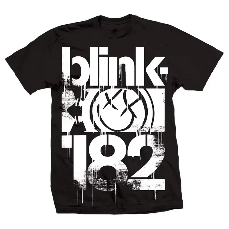 Blink‑182 Double‑Sided Print Men T‑Shirt, Retro Punk Rock Graphic Short‑Sleeve Tee, Streetwear Casual Men Tops