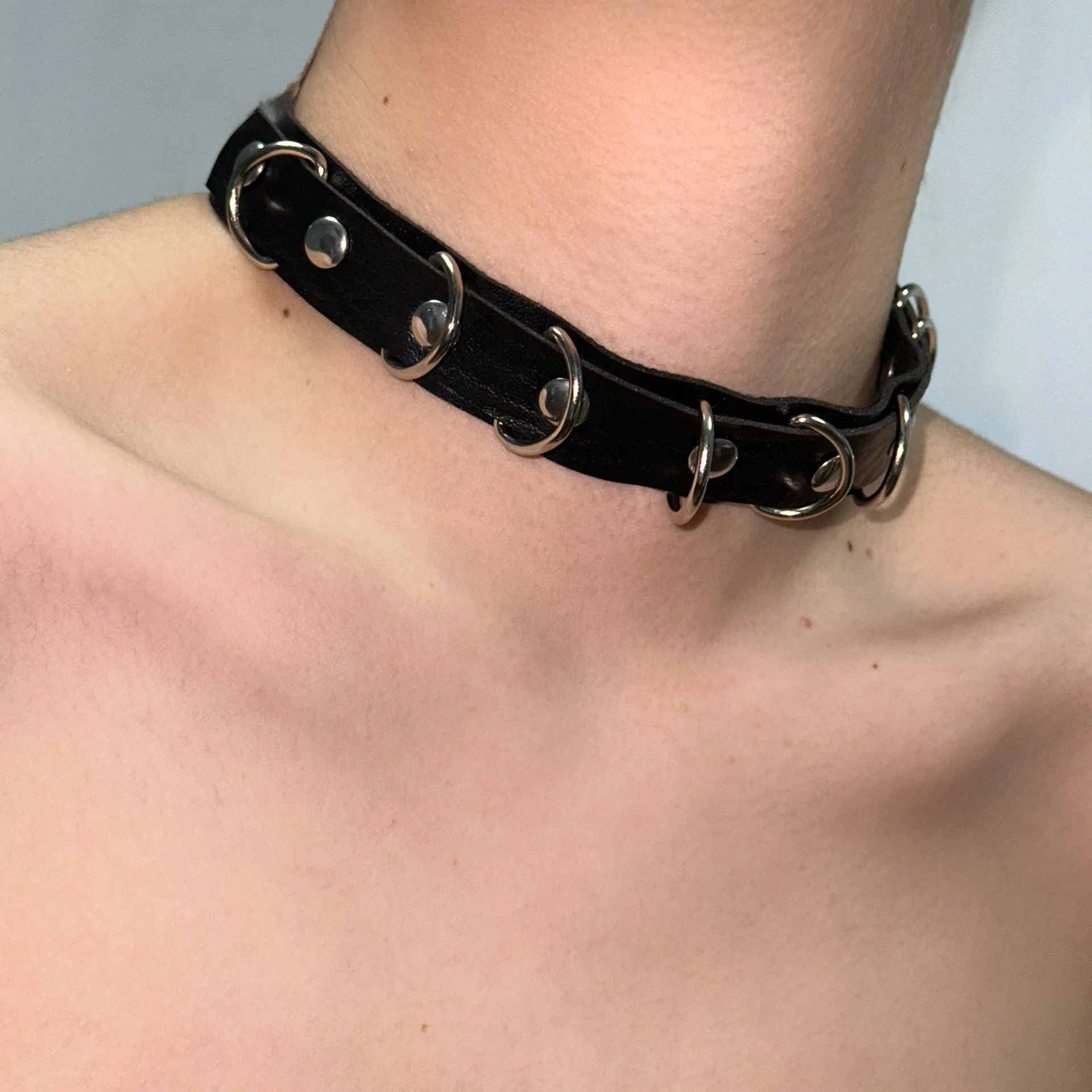 Harajuku Punk Dark style Exaggeration Personality Original design Cortex Necklace Alloy Many circles Belt buckle Clavicle chain