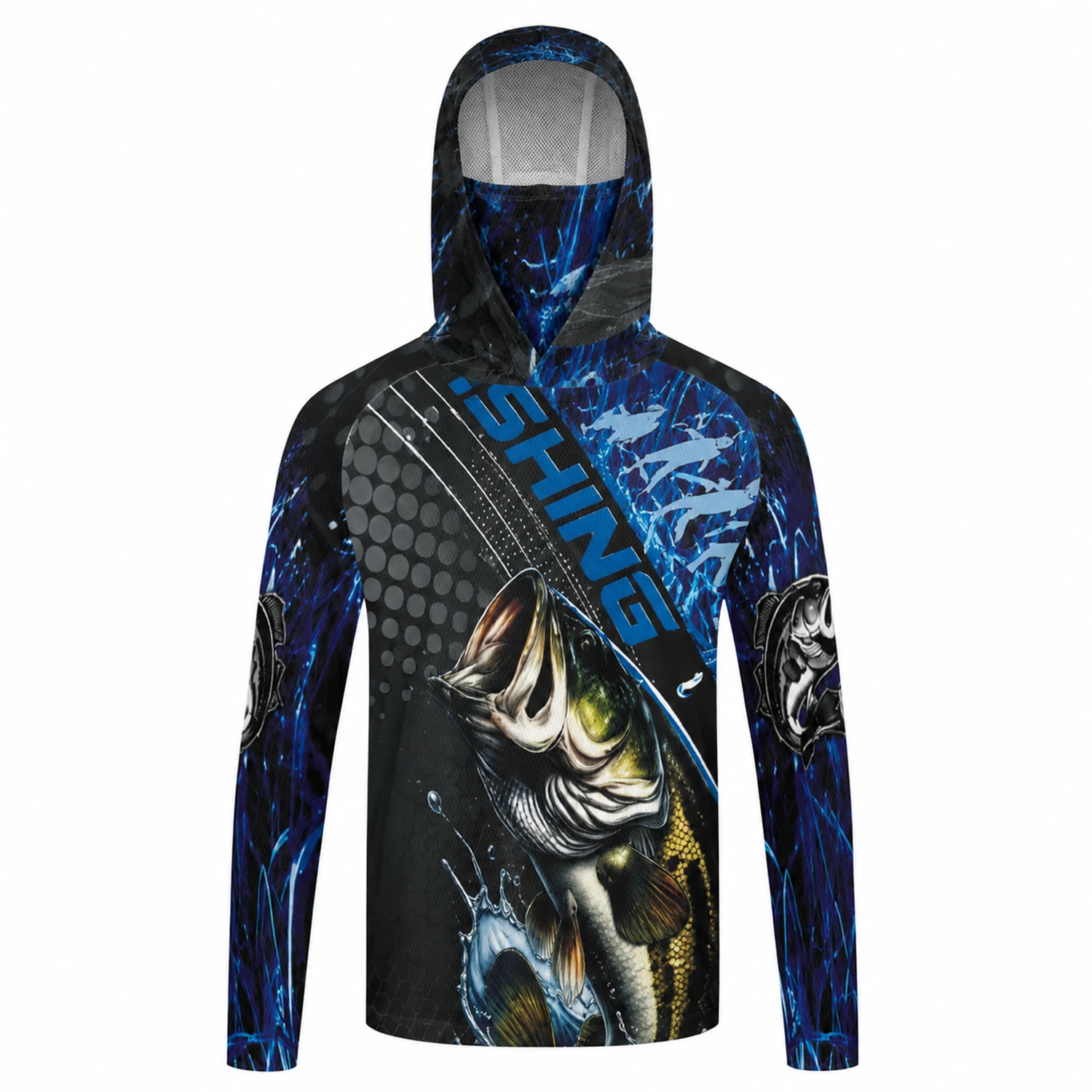 Men Gradient Fish Print Fishin - Fishing Shirt Uv Protection ulasan dan harga