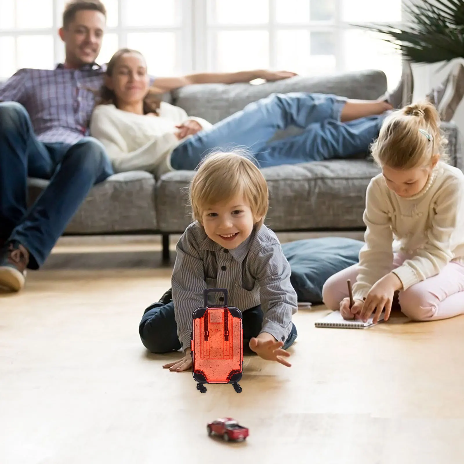 

5Pcs Pretend Play Mini Suitcase Set 's Simulation Trolley Case Lightweight Travel Roller Luggage Mini Suitcase