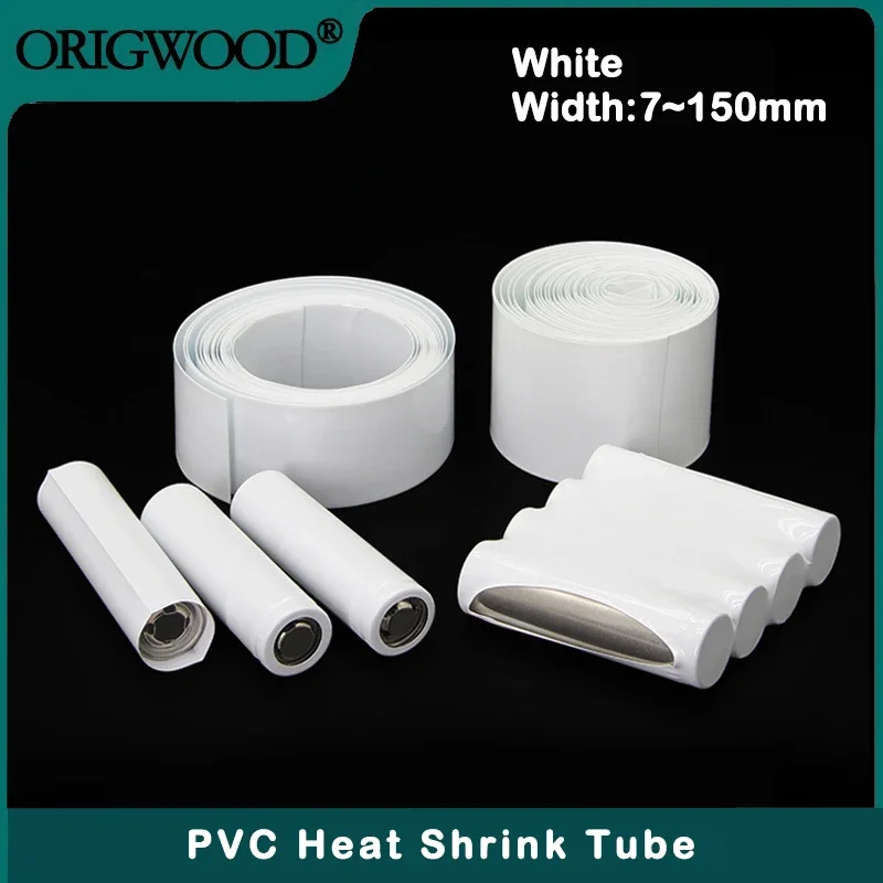7mm ~ 150mm White 18650 Lipo Battery PVC Heat Shrink Tube Pack 1M ~ 20M Insulated Film Wrap Lithium Case Protection Cable Sleeve