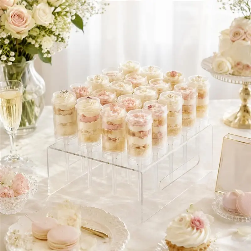 LLCS-20 Hole Push For Cake Stand With 24 Clear Push-Up Cake For For Desserts And Treats