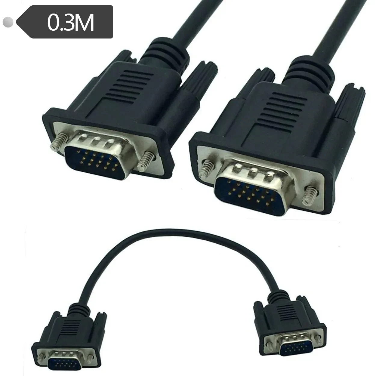 30cm VGA Short Cable HD Full 15 Pin Male to Female Male RGB Cables Cord Wire Line Copper Core for PC Computer Monitor Projector