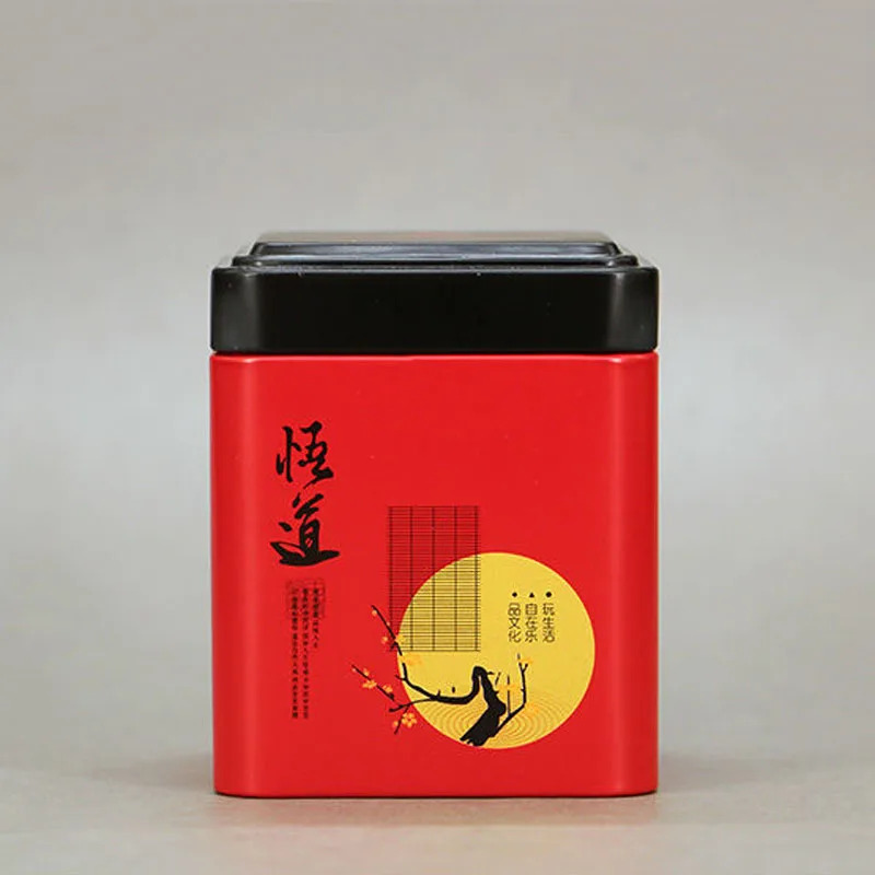 Japanese Style Square Mini Metal Tea Caddy Travel Portable Tea Storage Boxes Exquisite Home Loose Tea Moisture Proof Sealed Box