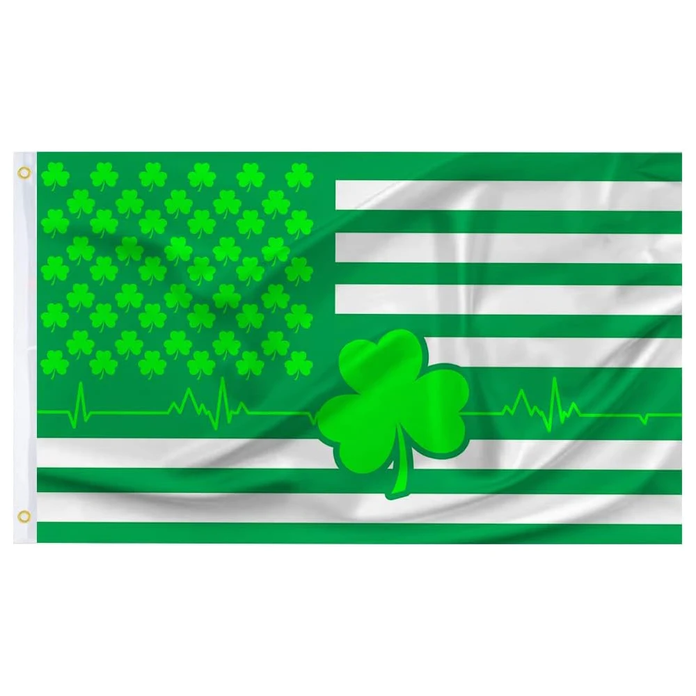 Flagnshow 100% Polyester Lucky Shamrock Saint Patrick's Day Flags