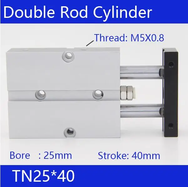TN25*40 Free shipping 25mm Bore 40mm Stroke Compact Air Cylinders TN25X40-S Dual Action Air Pneumatic Cylinder