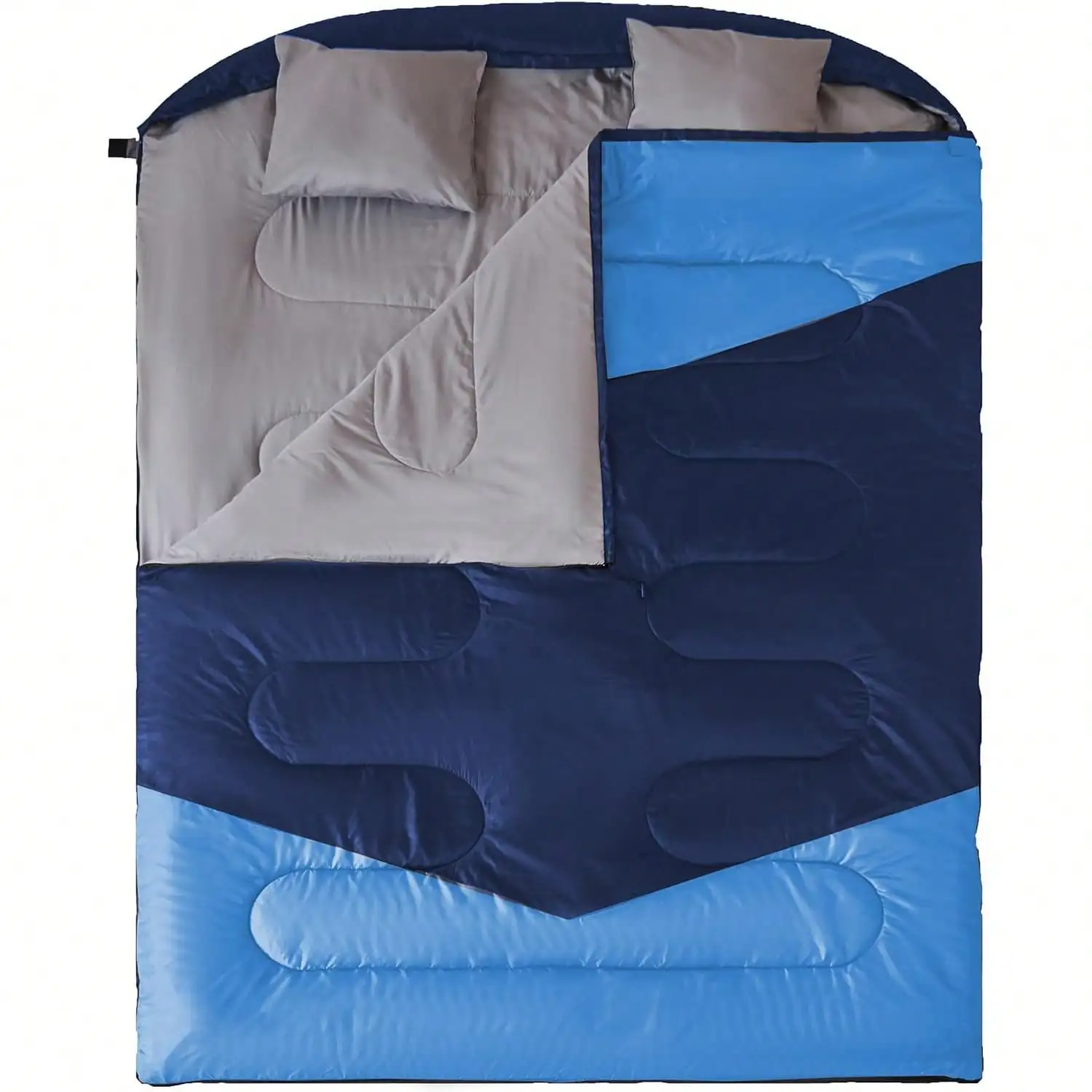 

Двухместный спальный мешок + 2 подушки, размер Queen Size XL, для 2 человек, для холодной и теплой погоды - 3 сезона, водонепроницаемый спальный мешок для взрослых.