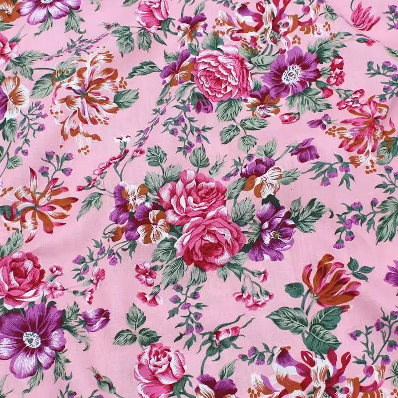 100X148cm Cotton Poplin Fabric Sew On Clothes Shirt Bow Dress Fabric Spring Summer Vintage Rose Flower Patterns